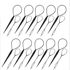 10 Paar Haarschwanz-Werkzeuge, Haargeflecht-Zubehör, French Braid Tool Loop für Haarstyling, 20 Stück, schwarze Farbe