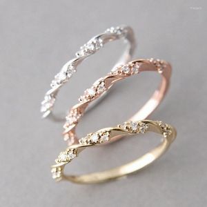 Trauringe Mode Einfache Diamant Twist Damen Ring Exquisite Herrliche Welle Intarsien Zirkon Party SchmuckHochzeit HochzeitHochzeit Rita22