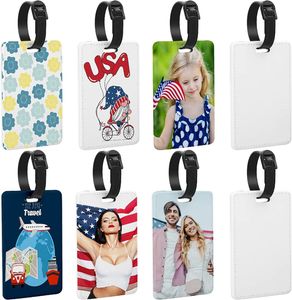 Sublimation blanks Neoprene Luggage Tags White Blank Travel Tags with Strap Double Sides Suitcase Label Tag Heat Transfer DIY Name ID Card 4 x 2.75 Inch U0508