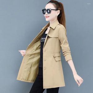 Women's Trench Coats 2023 Spring Autumn Coat Women Fashion Mid Long Single Breasted Windbreaker Female Jacket Casual Tops
