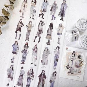 Geschenkverpackung Vintage Retro Mädchen Washi PET Klebeband für Kartenherstellung DIY Scrapbooking Plan Dekorativer Aufkleber