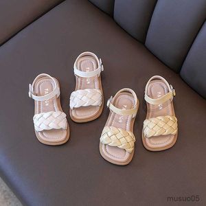 Sandaler Storlek 21-36 Baby Toddler Girl Sandaler Fashion Summer Children Beach Shoes Girls Open Ted Ankle Straps Sticked Sandals