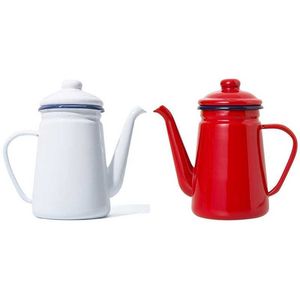 Kaffekrukor 1.1L Högkvalitativ EMAMEL Kaffekanna Häll över mjölkvattenkannan Barista TEAPOT Kettle för gaskokare och rak induktionskokare P230508