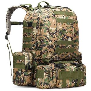 Pakiety plecakowe 50L taktyczny plecak wojskowy wodoodporne plecaki 4 w 1 Molle Sport Torba Trekking na zewnątrz wędkarstwo wędkarstwo kemping 3D Rucksack P230508