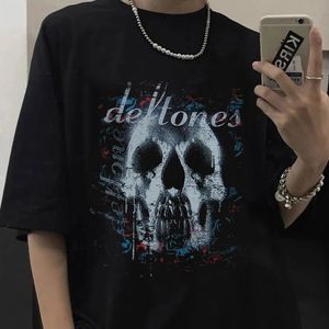 Koszulki mężczyzn deftones Skull Black Band Concert T Shirt Punk Hip Hop Gothic Vintage Rock Tee Shirt na unisex Streetwear Tops 230508