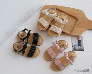 Sandali 21-30 Scarpe da bambino per bambini Sandali da spiaggia intrecciati Scarpe estive per ragazze con fiocco