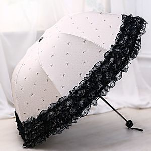 Guarda-chuvas Lace Sun Umbrella Super Sun Protection and UV Protection feminino guarda-chuva de sol coreano Vinil dobrável guarda-chuva de uso duplo 230508