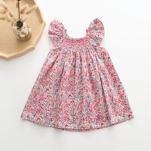 Flickans klänningar Baby Girls Dresses European America Toddler Kids Girl Dress Brand Cotton Summer Linen Clothings Princess Girl Clothes 230508