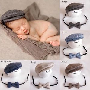 Hair Accessories Cute Peaked Cap Born Baby Beanie Hat Bow Tie Po Pography Prop Boys Girls Bear Caps