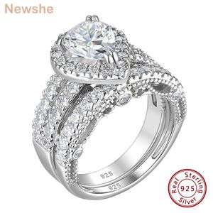 Solitaire Ring she 925 Sterling Silver Wedding Engagement Rings Set For Women Pear Oval Cut AAAAA CZ Imitation Diamond Bridal Jewelry 230508