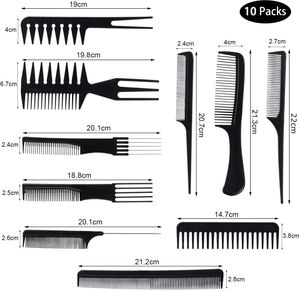 Beayuer 10pcs Hair Comb Устанавливает профессиональный парикмахерский салон, укладка волос растет расстояние расчески