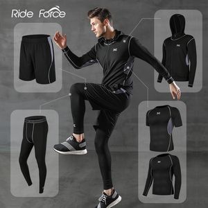 Running Sets 5 PcsSet Men's Tracksuit Gym Fitness Compression Sports Suit Clothes Running Jogging Sport Wear Exercise Workout Tights 230508