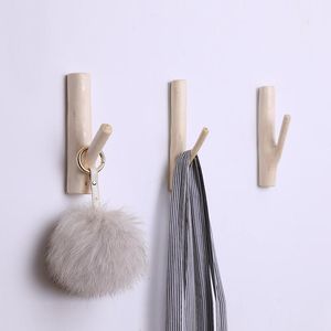 Hooks Rails Natural Tree Branch Wood Clothes Rack väggmonterad kappa Krok Dekorativ hat Key Holder Nail Free Handbag Storage Hanger