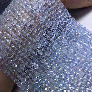 Loose Gemstones Beads Light Blue Topaz Square Faceted 4-4.5mm Nature For Making Jewelry Necklace 14inch FPPJ Wholesale