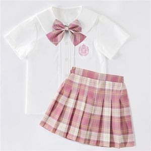 Sets Anzüge 2023 Teenager Mädchen Kleidung Anzug Uniform Frühling Sommer Kinder Ärmel T-Shirt Top Rock 2 STÜCKE Kleines Mädchen Kurzer Rock 230508