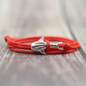 Braccialetti da tennis Bracciale avvolgente in corda paracord multistrato Trendy Argento/Nero Gancio facile Animali oceanici Bracciale Uomo Donna Filo rosso Fortunato