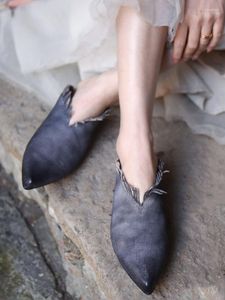 Slippers Artmu Low Heel For Women Closed Toe Handmade Luxury Elegant Sandals Genuine Leather 1.5cm Summer Girls