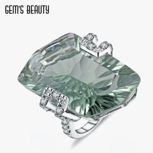 Solitaire Ring Gem's Beauty Original 925 Sterling Silver Modern Luxury Style Rings Heterohexagon Green Amethyst Rings for Women Fine SMYELLY 230508