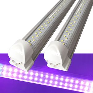 T8 LED UV 390NM 395 нм 400 нм 405 нм трубка 8 футов 6 футов 5 футов 4 фута 3 фута 2 фута 1 фута 10-80 Вт AC85-265V Интегрированные светильники 2835SMD Лампа ультрафиолетовый дезинфекция герм