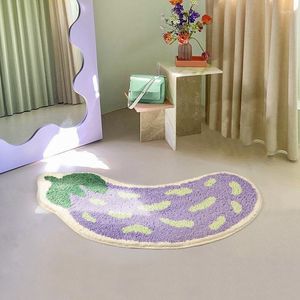 Bath Mats Korean Fruit Bathroom Carpet Arc Rug Anti-slip Floor Mat For Shower Room Creative Fan Shape Doormat Soft Bathtub Side Rugs