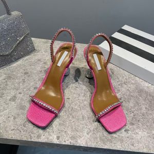 Eine Linie offene Zehensandalen für Damen, modische rote Lippen, echtes Leder, High Heels, 8 cm, luxuriöse Party, Hochzeit, eine Linie, Kleidschuhe, Größe 35–42