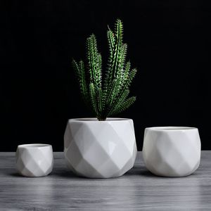 Doniczki Kreatywne ceramiczne diamentowe geometryczne kwiatowe proste soczyste pojemnik na rośliny zielone sadzarki małe bonsai doniczki dekoracja domowa 230508