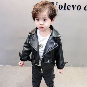 Jackets Boys Leather Jacket Solid Color Boy Coats Kids Casual Style Children Spring Autumn Clothes For 230508