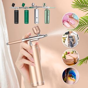 Airbrush Tattoo Supplies Gesichtsspritzpistole Sprühwasser Sauerstoffinjektion Mini-Luftkompressor-Kit für Nail Art Tattoo Craft Cake Nano-Nebel-Spritzpistole 230506