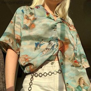 Bluzki damskie Koszule Deeptown Harajuku anioł graficzna koszulka vintage T Shirt Women Hawaii Ladies Tops Streetwear Roupas Femininas Bluzka Letnia odzież T230508