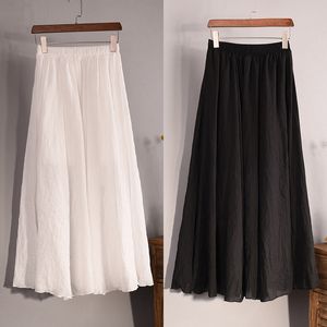 Skirts High Waist Frill Skirt Spring Pleated A-Line Skirts Elastic Waist Long Skirts Women Summer Beach Boho Mori Style 230508