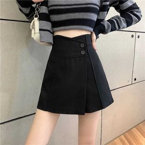 Skirts MEXZT Women Shorts Skirts Spring Summer High Waist Wide Leg Shorts Korean All Match Irregular A Line Skirt Fashion Preppy P230508