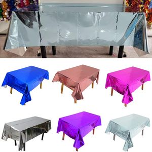 Table Cloth Iridescence Laser Aluminum Film Tablecloth Cover Happy Birthday Party Decortion Kids Baby Shower Supplies