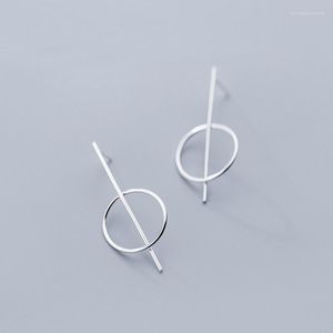 Stud Earrings MloveAcc 925 Sterling Silver Geometric Circle & Bar For Women Fashion Jewelry