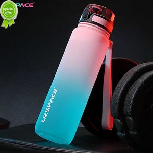 Uzspace 1000ml Sport Water Bottle with Time Marker Leakproof Dropproof Frosted Tritan Cup for Outdoor Travel School Gym Bpa Free