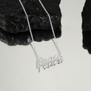 SLIVER GULD Peace Chain Halsband för barn tonåring flickor kvinnor mamma dotter älskare designer smycken diamant unisex party bröllop gåvor födelsedag 18k pläterad grossist