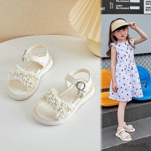 Сандалии Детская летняя новая детская сплошная пляжная обувь для девочек модные мягкие сандалии из бисера