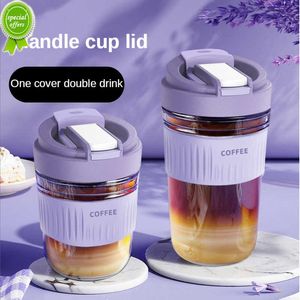 New Cute Water Bottles for Girlscups with Lids and Straws Coffee Cup Glass Water Cup High Face Value Straw Cup Portable