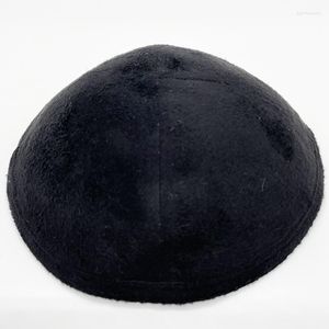 BERETS BREATE BLACK SUEDE KIPPAH YARMULKE JEWISH ISRAEL CAP JUDAICA WITH CLIP 18cm（7インチ）