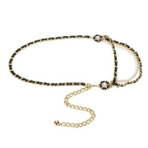 Belly Chains European and American Ins New Leather Waist Chain Women's Fashion Versatile Chain Pearl Decoration with Skirt Thin Waist Chain Z0508