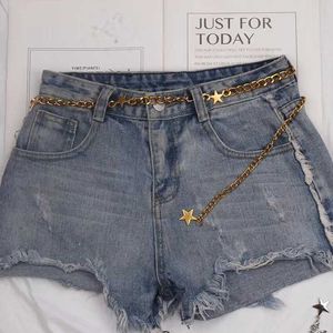 Cadeias de barriga Ladies Star Chaist Chain Ins Personalidade Rede Vermelha Pequena Fragrância Corrente de Metal com traje Denim Shorts Corrente decorativa da cintura Z0508