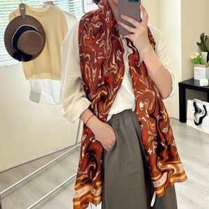 Designer Design Gift Scarf High Quality 100 % Silk Scarf Women's Headscarf Long Shawl Wraps In Winter Neck Scarf Ladies, Luxury Size 180x90cm 02