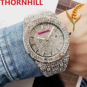 Piquet Audemar Qualidade Relógio Gelo alto Out Hip Hop Massure Diamantes Relógios de 42mm de Aço Antelhado Sulpeto de Aço Antelhado Sulpeto Rosa Bracelet Stopwatch Relogi