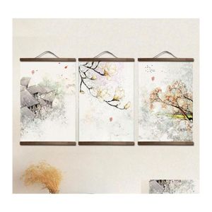 Paintings Custom Chinese Style Green Plants Canvas Decorative Painting Store Bedroom Living Room Wall Art Solid Wood Scroll Drop Del Dhbdm