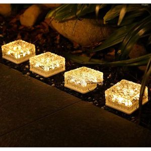 Garden Decorations Solar Landscape Lights Ground Outdoor Waterproof For Courtyard Pathway Decorative Ice Rock Cube