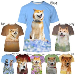 Camisetas masculinas 2023 Men e feminino Summer Fo Cute Akita Dog 3D Printing T-shirt