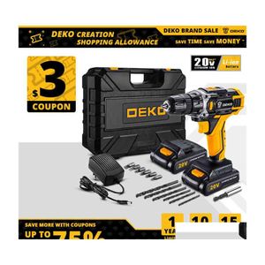 Power Tool Set Deko 20V Max Cordless Drill Tools Trådlösa borrar Uppladdningsbar uppsättning för elektrisk skruvmejselbatteri Driller H220510 DHXE4