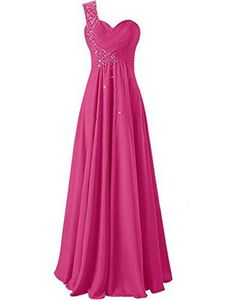 Sexig en-axel Sweetheart Prom Dresses Crystal Beading Sequin A-Line Chiffon Plus Size Graduation Cocktail Homecoming Formal Evening Party Gown 19
