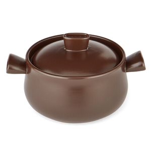 Quart Pottery Cooking Pot with Lid, Round Deep Design