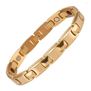 Braccialetti a maglie Placcato in oro 18 carati Titanio puro Piramide semplice Bracciale salutare Ioni negativi Magnetico Antiossidante Anti-radiazioni Energia