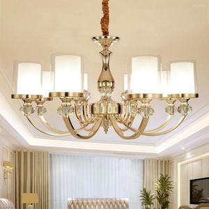 Lâmpadas pendentes (Eiceo) Lâmpada de estar Crystal Chandelier European Modern Minimalist Bedroom Lighting Restaurant Atmosfera LED